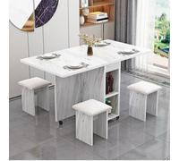 Ensemble table de salle à manger pliable pour 4 personnes - Table pliable pour économiser de l'espace avec 4 chaises et 6 roulettes, idéale pour les petits espaces