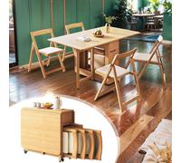 Ensemble table de salle à manger pliante avec 4/6 chaises rembourrées - Bois massif économiseur d'espace motif papillon pour petites salles à manger et espaces étroits, parfait pour les maisons