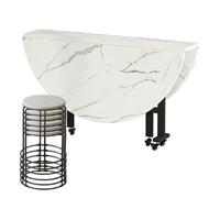 Ensemble table de salle à manger pliante avec chaises et roulettes, table ronde mobile pour cuisine, salon, bureau à domicile, supporte un poids lourd