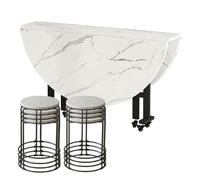 Ensemble table de salle à manger pliante avec chaises et roulettes, table ronde mobile pour cuisine, salon, bureau à domicile, supporte un poids lourd