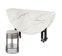 Ensemble table de salle à manger pliante avec chaises et roulettes, table ronde mobile pour cuisine, salon, bureau à domicile, supporte un poids lourd