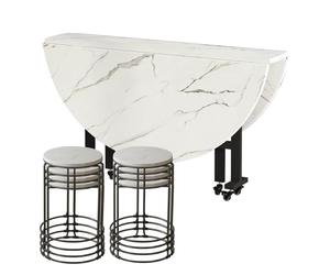 Ensemble table de salle à manger pliante avec chaises et roulettes, table ronde mobile pour cuisine, salon, bureau à domicile, supporte un poids lourd