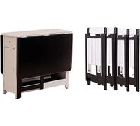 Ensemble table de salle à manger pliante en bois massif avec rallonge et roulettes, 5 chaises pour un usage domestique peu encombrant