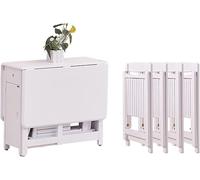 Ensemble table de salle à manger pliante en bois massif avec rallonge et roulettes, 5 chaises pour un usage domestique peu encombrant