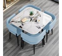 Ensemble table de salle à manger pour 4 personnes avec base en métal robuste, idéal pour la maison, la cuisine, les petites conférences et le bureau, design moderne et chaises confortables