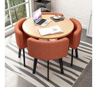 Ensemble table de salle à manger ronde 4 pièces et chaises rembourrées pour bureau, réception, club et café - Idéal pour la maison, le balcon et les négociations de salle de pause