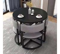 Ensemble table de salle à manger ronde 5 pièces pour 4 tables de cuisine avec chaises - Idéal pour les petits espaces et appartements - Table de conférence et chaises