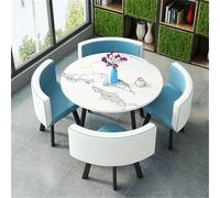 Ensemble table de salle à manger ronde 5 pièces pour cuisine, table de petit déjeuner et 4 chaises, table de conférence de 80 x 74,9 cm, design élégant et peu encombrant, parfait pour la maison et les