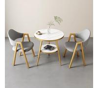 Ensemble table de salle à manger ronde avec 2 chaises en similicuir moderne pour cuisine et salle à manger, ensemble compact et élégant pour balcon et salon, décoration d'intérieur élégante