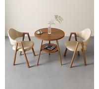 Ensemble table de salle à manger ronde avec 2 chaises en tissu imitation cuir couleur kaki Meubles modernes pour cuisine et salon, parfait pour balcon et salle à manger