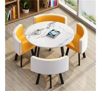 Ensemble table de salle à manger ronde avec 4 chaises 31,5 cm Table ronde moderne et chaises 80 x 75 cm, parfait pour les petits espaces, repas de famille