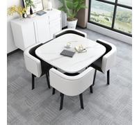 Ensemble table de salle à manger ronde avec 4 chaises 5 pièces 85,1 x 74,9 cm Table de conférence ronde idéale pour salle à manger, cuisine et utilisation polyvalente