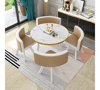 Ensemble table de salle à manger ronde avec 4 chaises - 5 pièces meubles de bar de petit déjeuner 80 x 75 cm (31,5 x 29,5 in) Parfait pour salle à manger ou salle de conférence