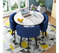 Ensemble table de salle à manger ronde avec 4 chaises - 5 pièces - Table ronde pour salle à manger, salle de conférence - 80 x 75 cm