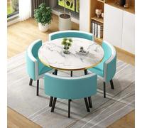 Ensemble table de salle à manger ronde avec 4 chaises 80 cm, table de petit déjeuner pour cuisine, table ronde moderne et chaise, parfait pour la salle à manger et les petits espaces, 80 x 75 cm