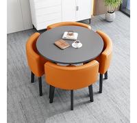Ensemble table de salle à manger ronde avec 4 chaises de 80 cm de diamètre Table de réunion et chaises Combo Idéal pour salle à manger, café et petits espaces, mobilier de réception élégant