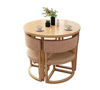 Ensemble table de salle à manger ronde avec 4 chaises, meuble compact de conférence et de bureau pour petits espaces