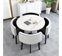 Ensemble table de salle à manger ronde avec 4 chaises - Meubles de cuisine modernes pour chambre à coucher, petit déjeuner, bar, idéal pour les petits espaces et le salon en appartement (#27 80 x 75