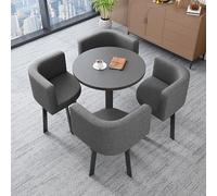Ensemble table de salle à manger ronde avec 4 chaises, parfait pour bureau, réception, négociation, espaces de loisirs, balcon, ensemble de salle à manger en tissu noir