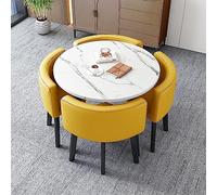 Ensemble table de salle à manger ronde avec 4 chaises - Parfait pour le couloir ou la zone de loisirs, design élégant, peu encombrant, mobilier moderne pour salle à manger et salon.