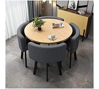 Ensemble table de salle à manger ronde avec 4 chaises pour cuisine et hall d'hôtel - Meuble moderne gris foncé pour la maison, le bureau, la salle de réunion