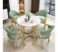 Ensemble table de salle à manger ronde avec 4 chaises rembourrées en polyuréthane - Mobilier peu encombrant pour bureau ou cuisine - 5 pièces