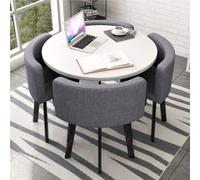 Ensemble table de salle à manger ronde avec 4 chaises - Table de conférence ronde 5 pièces, 85 x 75 cm, idéale pour salle à manger, cuisine, et divers scénarios