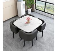 Ensemble table de salle à manger ronde avec 4 chaises - Table de cuisine et table de conférence, bureau de loisirs 80 x 74,9 cm (l x H), parfait pour les petits espaces et les réunions de famille