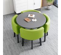 Ensemble table de salle à manger ronde avec 4 chaises - Table de réunion compacte de 80 cm pour les petits espaces, idéale pour la salle à manger, le bureau et la cuisine - Design élégant pour