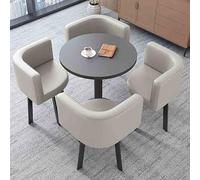 Ensemble table de salle à manger ronde avec 4 chaises Table de réunion pour réception Blanc Meuble de salle à manger pour café et petits espaces - Design élégant et fonctionnel