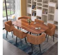 Ensemble table de salle à manger ronde avec 6 chaises - Meubles modernes pour cuisine, bureau, salle de conférence - Petite taille - Parfait pour la décoration du salon et du salon