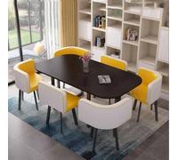 Ensemble table de salle à manger ronde avec 6 chaises, mobilier moderne pour salle de conférence, cuisine, salon, table de salle de réunion, 7 pièces