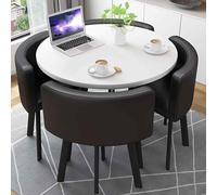 Ensemble table de salle à manger ronde avec dossier en polyuréthane - Parfait pour terrasse et salle de conférence - Meubles élégants, durables et confortables pour salle à manger et réunions