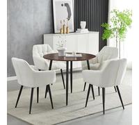 Ensemble table de salle à manger ronde avec fauteuils, effet noyer, petit meuble de salle à manger moderne pour la maison, la cuisine, le bureau, le café