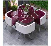 Ensemble table de salle à manger ronde/carrée avec 4 chaises - Verre trempé pour cuisine, bar, balcon, bureau et plus - Meuble élégant, durable et polyvalent pour n'importe quel espace