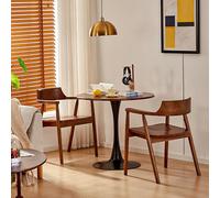 Ensemble table de salle à manger ronde compacte en bois avec 2 chaises - Parfait petit bureau de cuisine pour espaces limités Idéal pour salon, café, salon et salle à manger