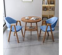 Ensemble table de salle à manger ronde de 60 cm avec 2 chaises élégantes - Parfait pour les petits espaces, petit déjeuner, bar, café, balcon ou salon - Meuble de cuisine bleu