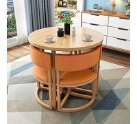 Ensemble table de salle à manger ronde de 80 cm - 1 table et 4 chaises - Meuble de salle à manger idéal pour les réunions de famille, le bureau à domicile, la salle de conférence et la réception