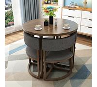Ensemble table de salle à manger ronde de 80 cm avec 4 chaises - 5 pièces - Meuble compact pour petits espaces bureau, conférence, cuisine, balcon, café et salon - Parfait pour le petit déjeuner et le