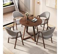 Ensemble table de salle à manger ronde de 80 cm avec 4 chaises - Table basse moderne pour bureau, réception, salle de conférence, balcon et salon