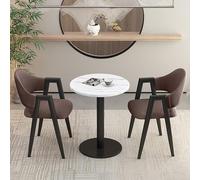 Ensemble table de salle à manger ronde de conférence, 3 pièces avec 2 chaises rembourrées en polyuréthane pour bureau, réception, petite salle de réunion/conférence, coin café, cuisine, club