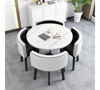 Ensemble table de salle à manger ronde de cuisine - 5 pièces avec 1 table ronde et 4 chaises - Polyvalent 70 x 75 cm pour salle à manger, cuisine ou conférence