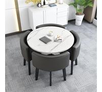 Ensemble table de salle à manger ronde de cuisine - 5 pièces avec 1 table ronde et 4 chaises - Table de salle à manger et de conférence polyvalente - Idéal pour la cuisine et le bureau - 85,1 x 74,9