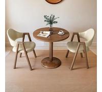 Ensemble table de salle à manger ronde du milieu du siècle pour 2 personnes avec chaises - Petite table de bureau ronde et chaises pour café et loisirs, pieds en métal, finition kaki