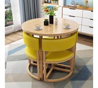 Ensemble table de salle à manger ronde en bois jaune avec chaises, table basse de conférence pour bureau, salle de réception et négociation d'entreprise, design moderne