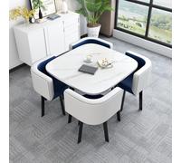 Ensemble table de salle à manger ronde et carrée avec 4 chaises, parfait pour une utilisation en cuisine, 17,80 x 80 x 75 cm. Design moderne et solution peu encombrante