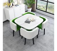 Ensemble table de salle à manger ronde et carrée, table de conférence 4 chaises incluses, table de cuisine pour salle à manger, 16,80 x 80 x 75 cm, design moderne, meuble élégant pour économiser de