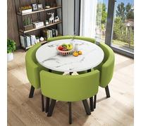 Ensemble table de salle à manger ronde et chaises, meubles de cuisine, table de conférence de 80 x 74,9 cm avec 4 chaises, parfait pour coin de petit-déjeuner, mobilier de bar moderne