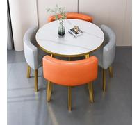Ensemble table de salle à manger ronde et chaises - Table de cuisine ronde 5 pièces avec 4 chaises 80 x 75 cm (31,5 x 29,5 pouces) pour salle à manger, salle de conférence, utilisation à domicile