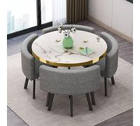 Ensemble table de salle à manger ronde moderne avec 4 chaises 80 cm Table de café ronde et chaise Combinaison pour cuisine et entreprise